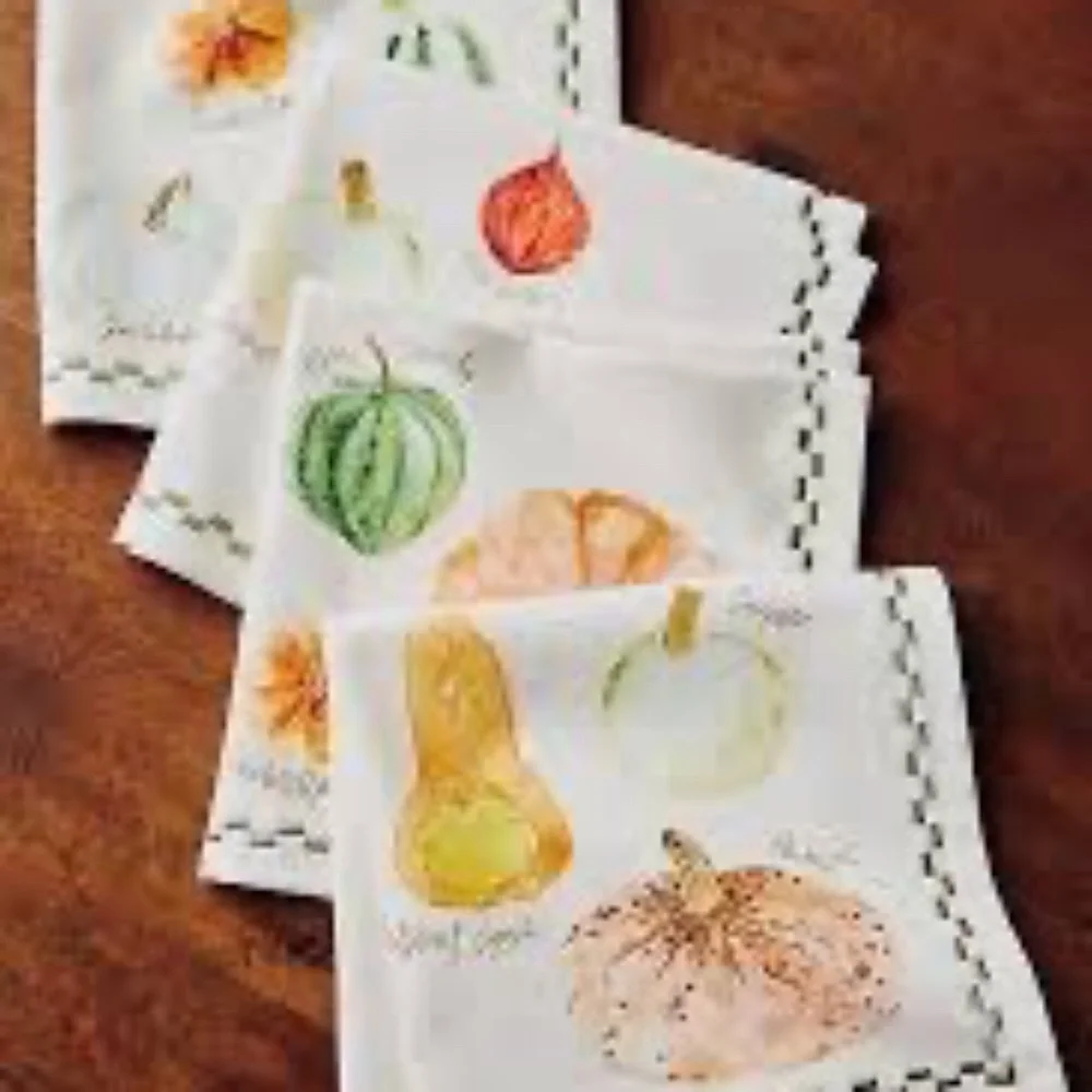 NWT Anthropologie Types Of Pumpkins Napkins